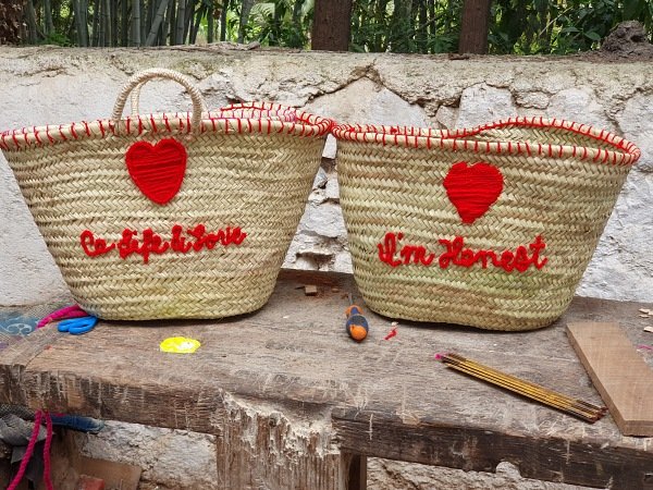 embroidered straw bags