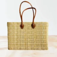 Marokkanische Seggengras-Einkaufstasche – rechteckiger Marktkorb – Bild 2