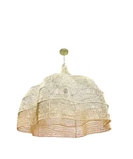 Handgefertigter 7-stufiger Raffia-Mesh-Kronleuchter – marokkanischer Eisenrahmen mit mehreren Leuchten – Bild 7