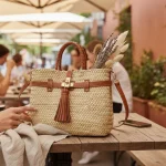 Handgefertigte Marokkanische Strohtasche mit Lederakzenten - Hermes-Stil Großhandel