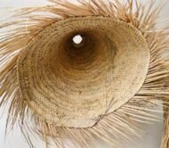 Pantalla de luz colgante de palma Doum marroquí hecha a mano - Pantalla de flecos naturales - Imagen 3