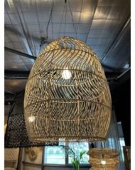 Luz colgante de cúpula de mimbre hecha a mano - Pantalla de colmena de ratán natural - Imagen 3