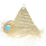 Pantalla de luz colgante de hierba Halfa marroquí hecha a mano - Pantalla de flecos de esparto natural - Imagen 2