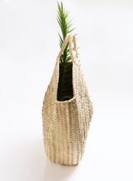 Panier de paille rond marocain fait à la main - Sac de ventre tissé en spirale – Image 11