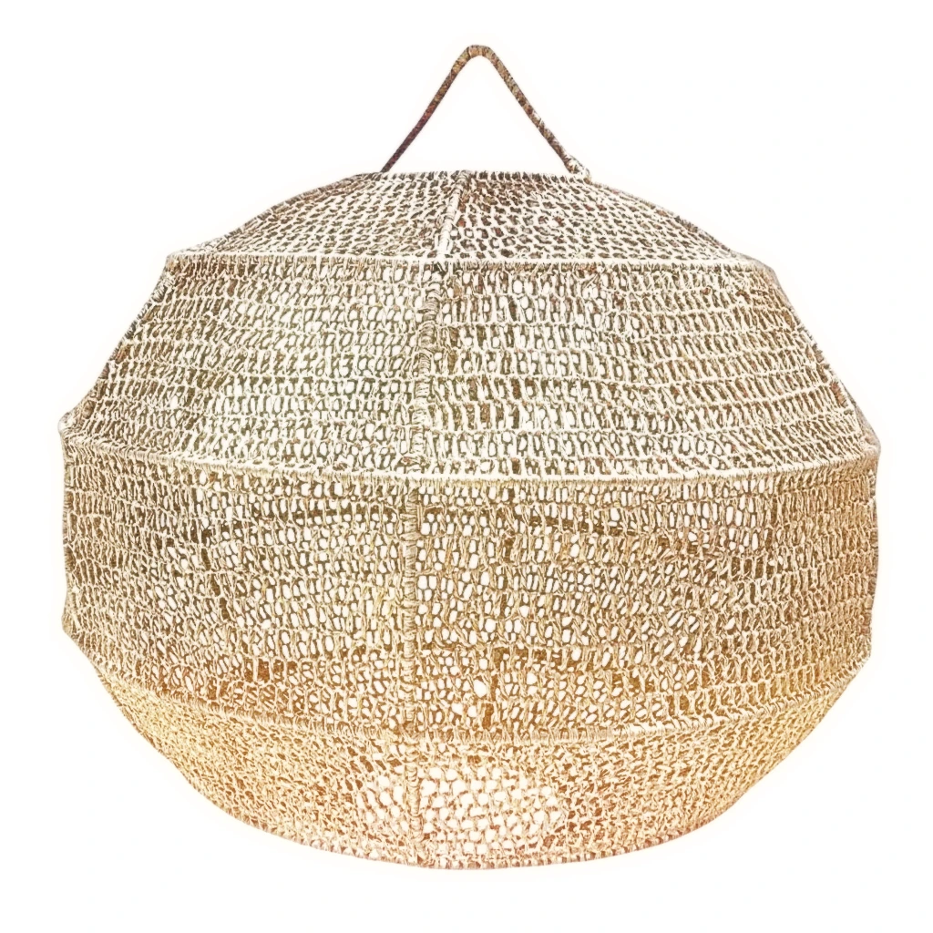 grossiste sacs et paniers marocains en paillesacs et paniers marocains en paille grossisteil_1588xN.7204546401_reas Lustre rond en maille de raphia fait à la main - Pendentif lanterne sphère à cadre en fer – Image 1