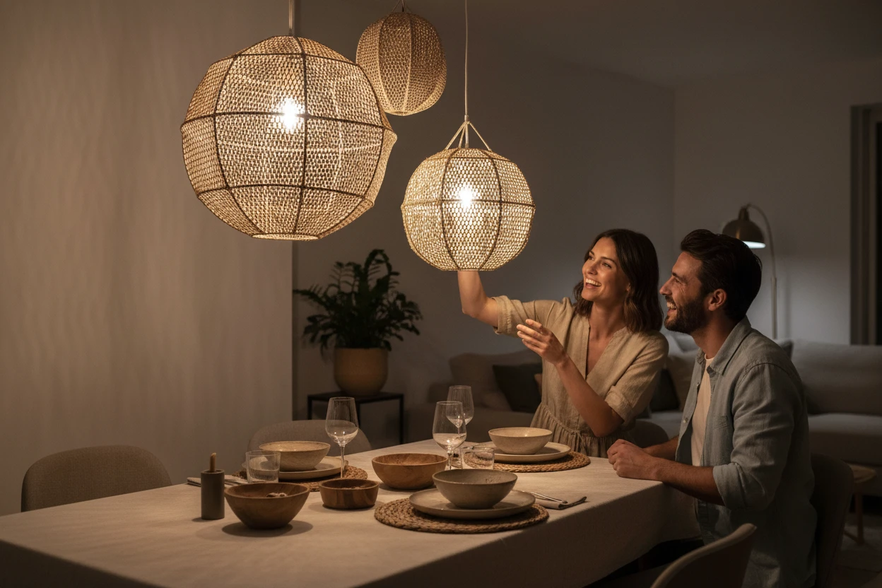 Suspension en Fibre Naturelle Tressée - Faite Main Marocaine en Gros – Image 3