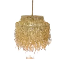 Handmade 2 Tiers Hemp Fringe Chandelier - Iron Frame Jute Tassel Pendant
