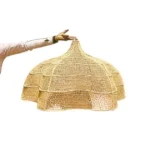 Handmade 7-Tier Raffia Mesh Chandelier - Moroccan Iron Frame Multi-Light Fixture