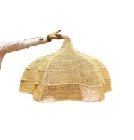 Handmade 7-Tier Raffia Mesh Chandelier - Moroccan Iron Frame Multi-Light Fixture